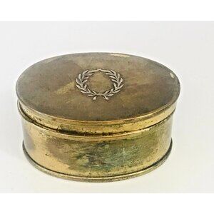Antique Heintz Sterling Silver on Bronze Stamp Box Oval Hinged Divided 1912